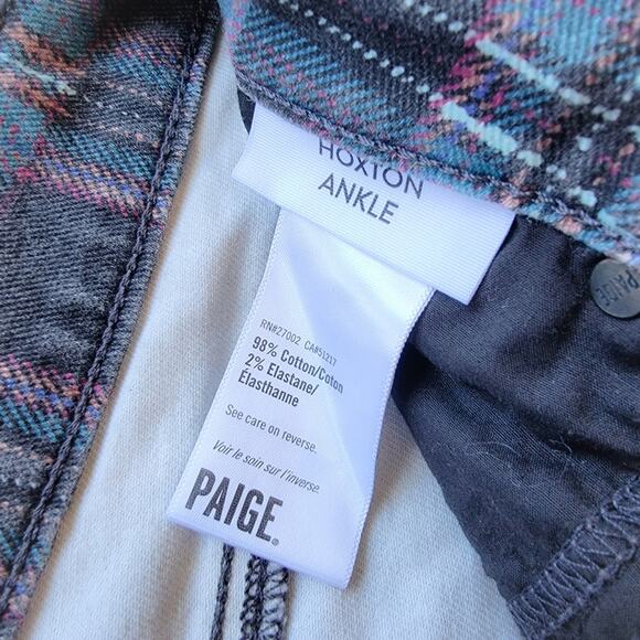 Anthro Paige Plaid Hoxton Ankle Length Skinny Leg Jeans - Picture 6 of 6